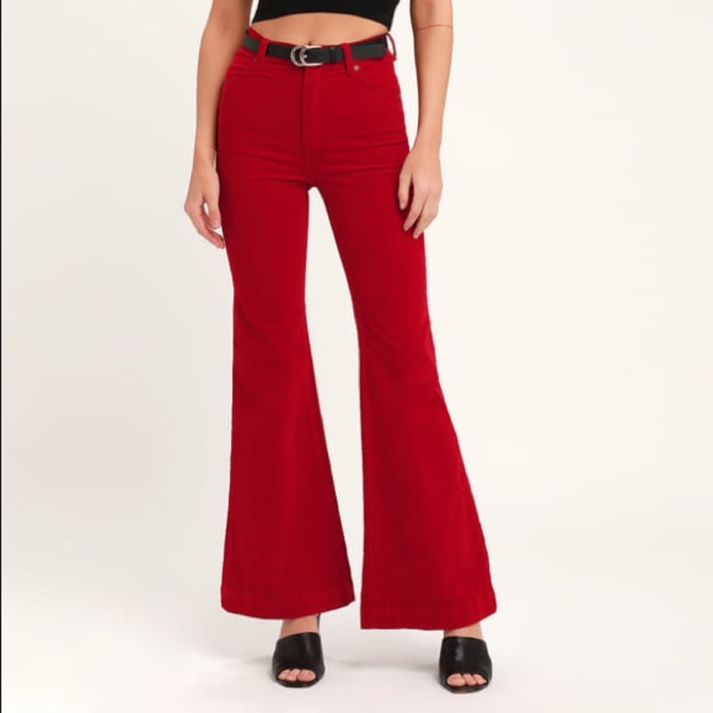 Lulus Red Flare Corduroy Jeans